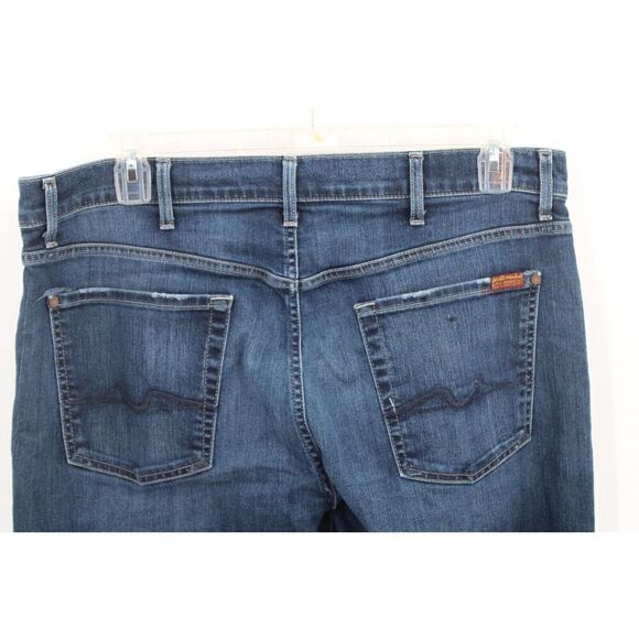 Seven 7 For All Mankind Jeans Mens W 38 Inseam 27" Blue The Straight Stretch - Picture 6 of 10